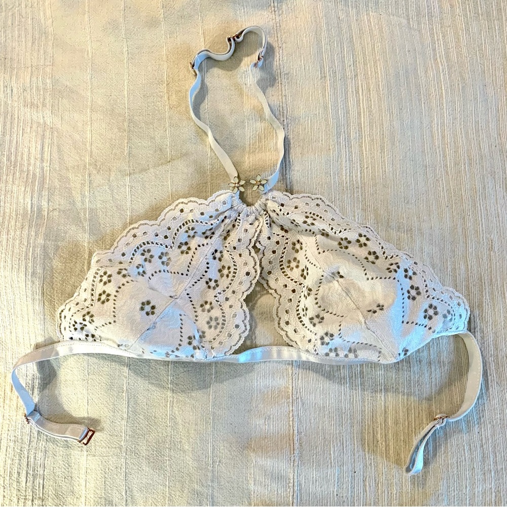 Savage X white lace halter bralette
